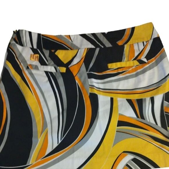 Loudmouth Discontinued Yellow Swirls Gone Wild Mini Golf Skort Size 8 - Picture 7 of 14